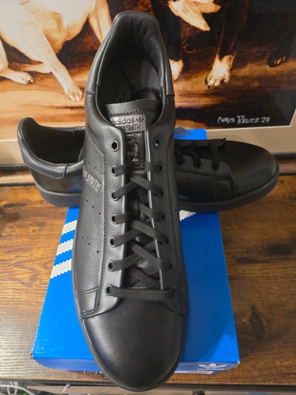 Adidas Originals Stan Smith Lux Black Rare Limited Classic Mens Shoes HQ6787 12 - Picture 2 of 16